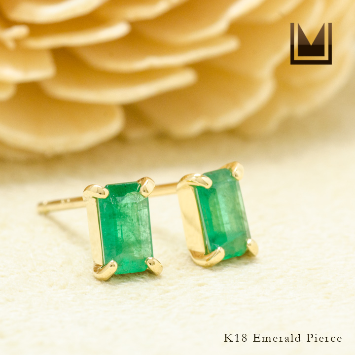 umu -アム- FINE JEWELRY STUIDIOK18 エメラルド スタッドピアス 「formella」pi0260_1.jpg