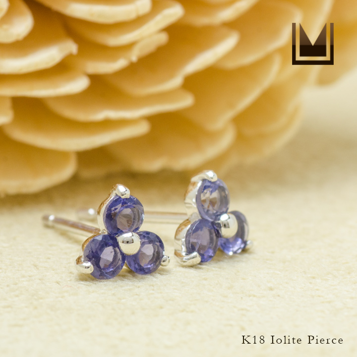 umu -アム- FINE JEWELRY STUIDIOK18 アイオライト フラワーモチーフ スタッドピアスpi0267_1.jpg