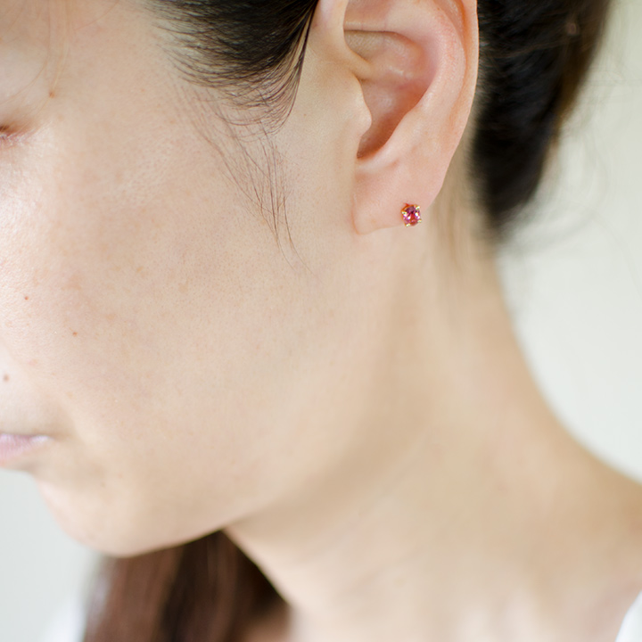umu -アム- FINE JEWELRY STUIDIOK18 ピンクトルマリン スタッドピアス 「leale」pi0268_i3.jpg