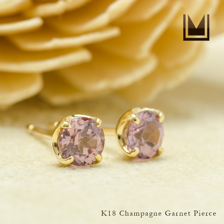 umu -アム- FINE JEWELRY STUIDIOK18 シャンパンガーネット スタッドピアス 「attore」pi0270_1.jpg