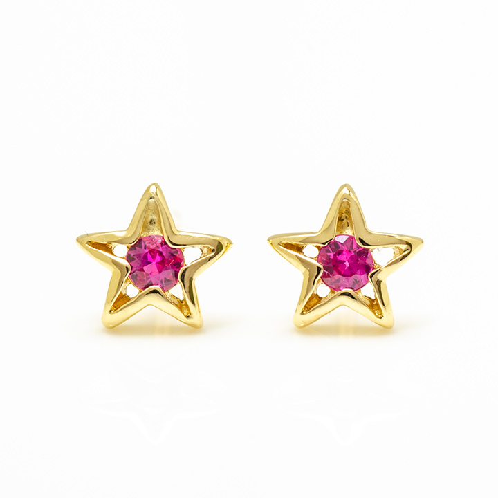 umu -アム- FINE JEWELRY STUIDIOK18 ルビー スターモチーフ スタッドピアスpi0276_m.jpg