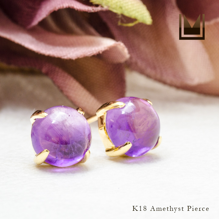 umu -アム- FINE JEWELRY STUIDIOK18 カボション アメシスト スタッドピアスpi0280_1.jpg