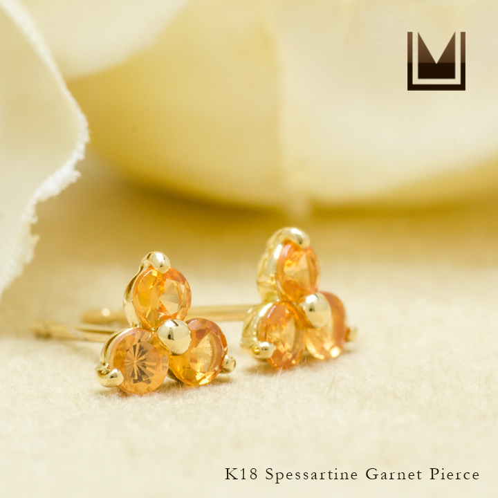 umu -アム- FINE JEWELRY STUIDIOスペサタイトガーネット フラワーモチーフ スタッドピアスpi0283_1.jpg