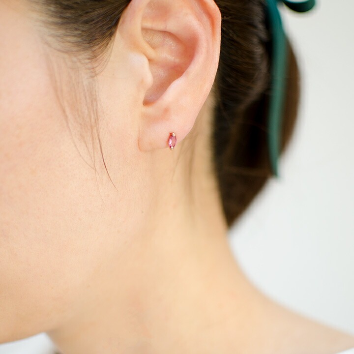 umu -アム- FINE JEWELRY STUIDIOマーキス ピンクトルマリン スタッドピアス 「saetta」pi0288_i3.jpg