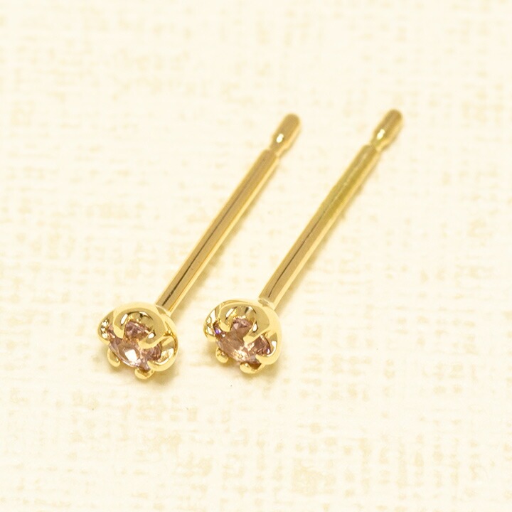 K18 シャンパンガーネット スタッドピアス[商品番号:PI0290