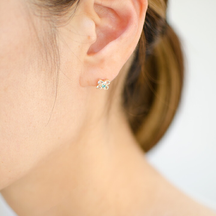 umu -アム- FINE JEWELRY STUIDIOホワイトトパーズ ミントグリーンキュービックジルコニア スタッドピアスpi0313_i3.jpg