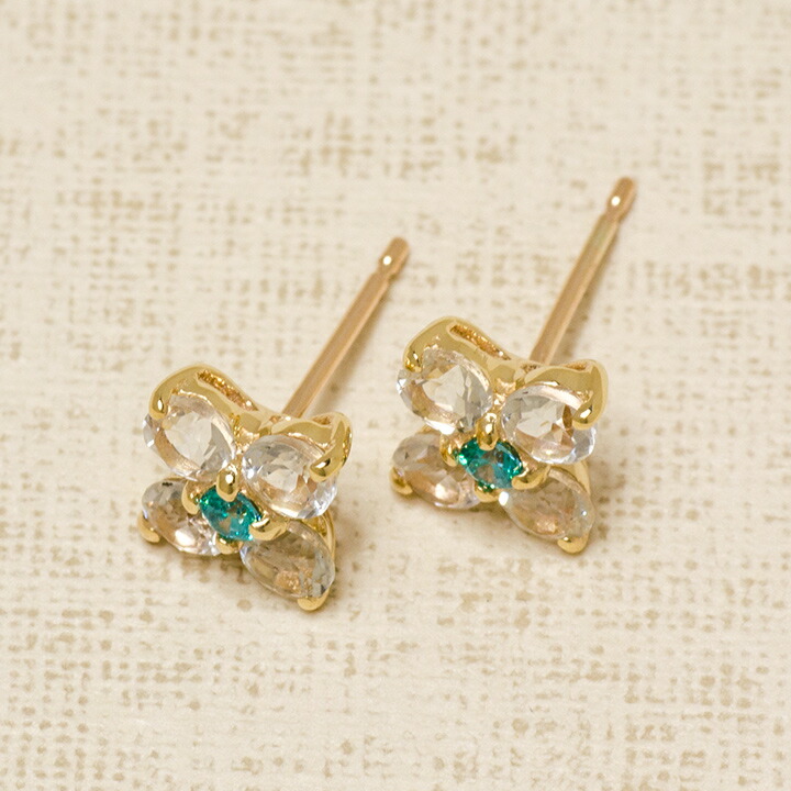 umu -アム- FINE JEWELRY STUIDIOホワイトトパーズ ミントグリーンキュービックジルコニア スタッドピアスpi0313_kanban2.jpg