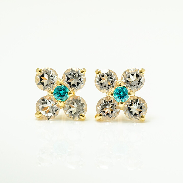 umu -アム- FINE JEWELRY STUIDIOホワイトトパーズ ミントグリーンキュービックジルコニア スタッドピアスpi0313_m.jpg