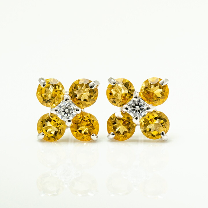 umu -アム- FINE JEWELRY STUIDIOシトリン キュービックジルコニア スタッドピアスpi0314_m.jpg