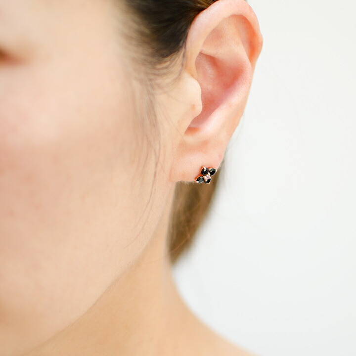 umu -アム- FINE JEWELRY STUIDIOオニキス ピンクキュービックジルコニア スタッドピアスpi0315_i2.jpg