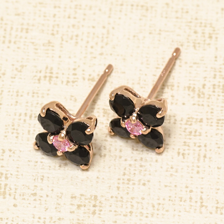 umu -アム- FINE JEWELRY STUIDIOオニキス ピンクキュービックジルコニア スタッドピアスpi0315_kanban2.jpg