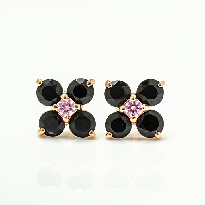 umu -アム- FINE JEWELRY STUIDIOオニキス ピンクキュービックジルコニア スタッドピアスpi0315_m.jpg