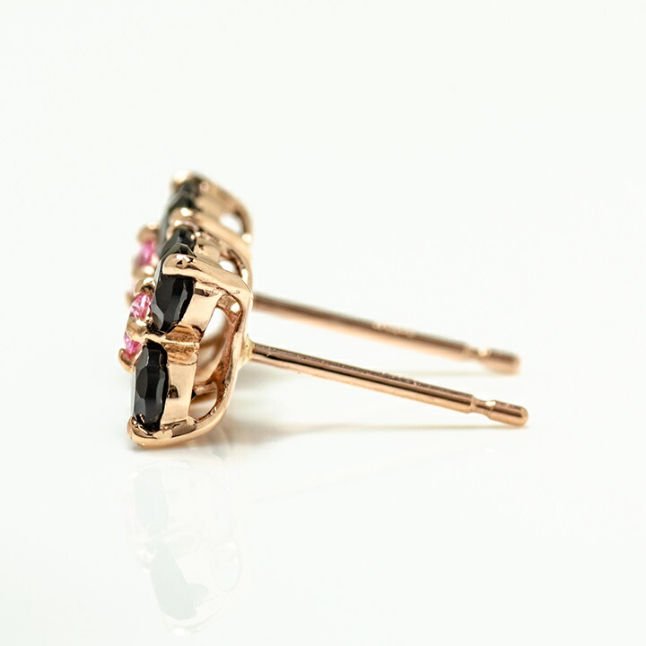 umu -アム- FINE JEWELRY STUIDIOオニキス ピンクキュービックジルコニア スタッドピアスpi0315_y.jpg