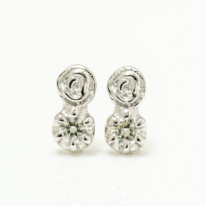 umu -アム- FINE JEWELRY STUIDIOダイヤモンド バラモチーフ スタッドピアス 「rosa」pi0322_m.jpg