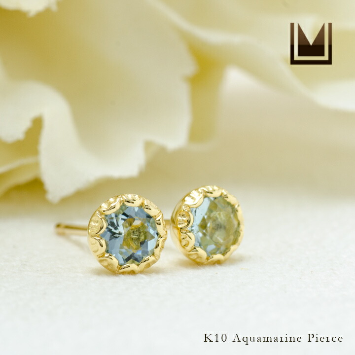 umu -アム- FINE JEWELRY STUIDIOアクアマリン スタッドピアス 「levita」pi0325_1.jpg