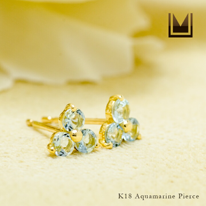 umu -アム- FINE JEWELRY STUIDIOアクアマリン フラワーモチーフ スタッドピアスpi0326_1.jpg
