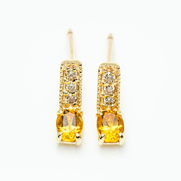 umu -アム- FINE JEWELRY STUIDIOシトリン ダイヤモンド スタッドピアスpi0332_m.jpg