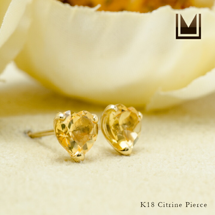 umu -アム- FINE JEWELRY STUIDIOシトリン ハート スタッドピアスpi0336_1.jpg