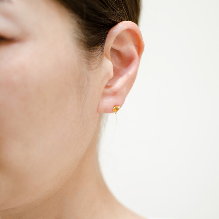 umu -アム- FINE JEWELRY STUIDIOシトリン ハート スタッドピアスpi0336_i2.jpg