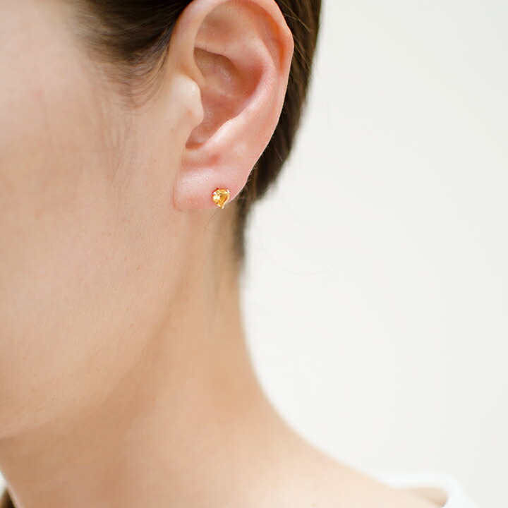 umu -アム- FINE JEWELRY STUIDIOシトリン ハート スタッドピアスpi0336_i3.jpg