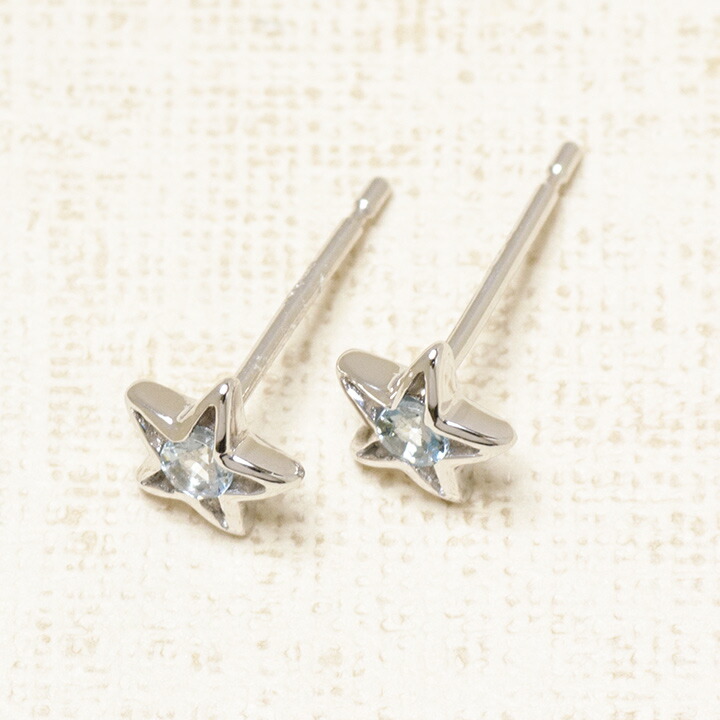 umu -アム- FINE JEWELRY STUIDIOアクアマリン スターモチーフ スタッドピアスpi0342_kanban2.jpg