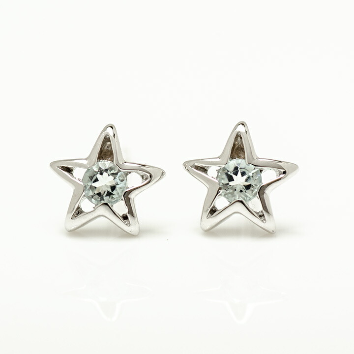 umu -アム- FINE JEWELRY STUIDIOアクアマリン スターモチーフ スタッドピアスpi0342_m.jpg