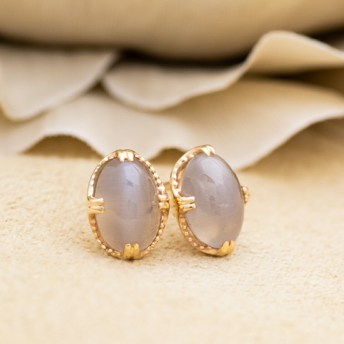 umu -アム- FINE JEWELRY STUIDIOシリマナイトキャッツアイ スタッドピアス 「drop」pi0350_1.jpg