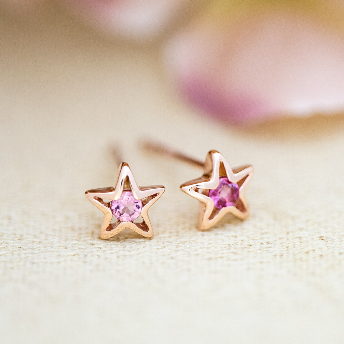 umu -アム- FINE JEWELRY STUIDIOピンクトルマリン スターモチーフ スタッドピアスpi0352_1.jpg