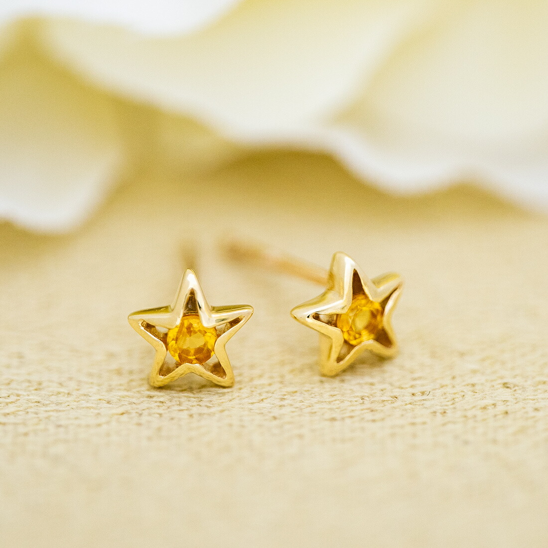 umu -アム- FINE JEWELRY STUIDIOシトリン スターモチーフ スタッドピアスpi0353_1.jpg