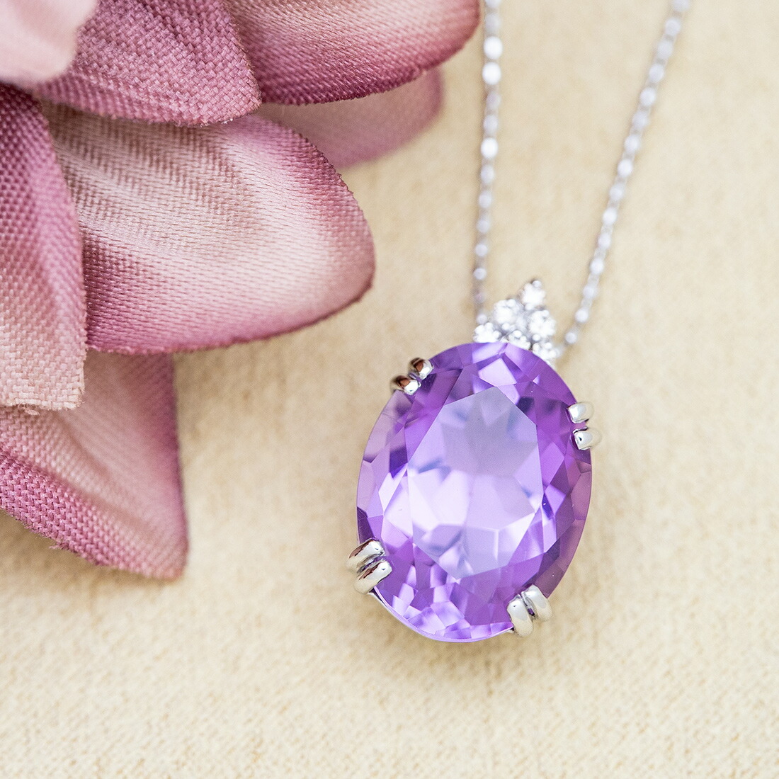 umu -アム- FINE JEWELRY STUIDIOアメシスト 8.0ct ダイヤモンド ペンダントトップpn0055_1.jpg