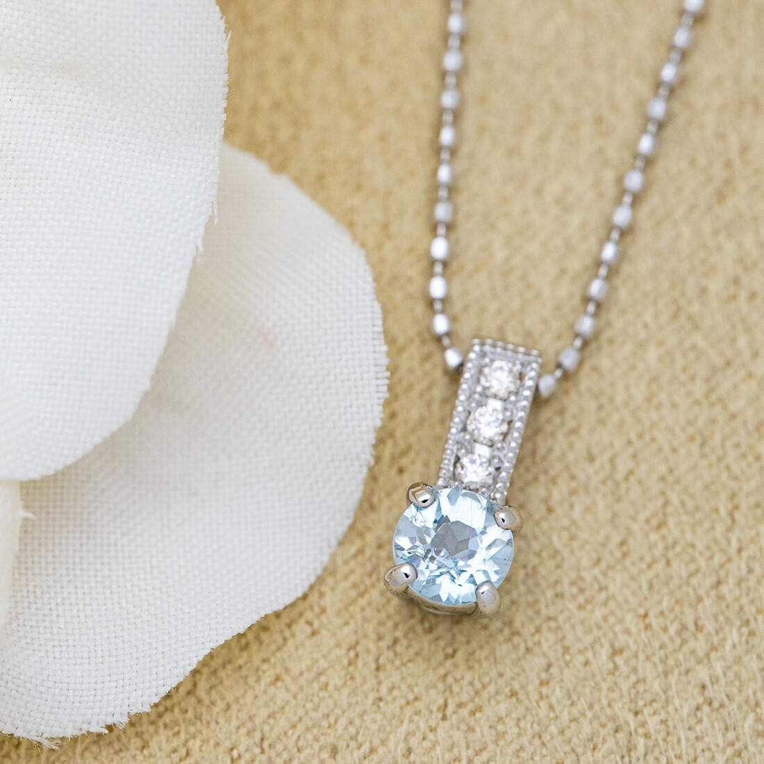 umu -アム- FINE JEWELRY STUIDIOアクアマリン ダイヤモンド ペンダントトップ 「fiorito」pn0125_1.jpg