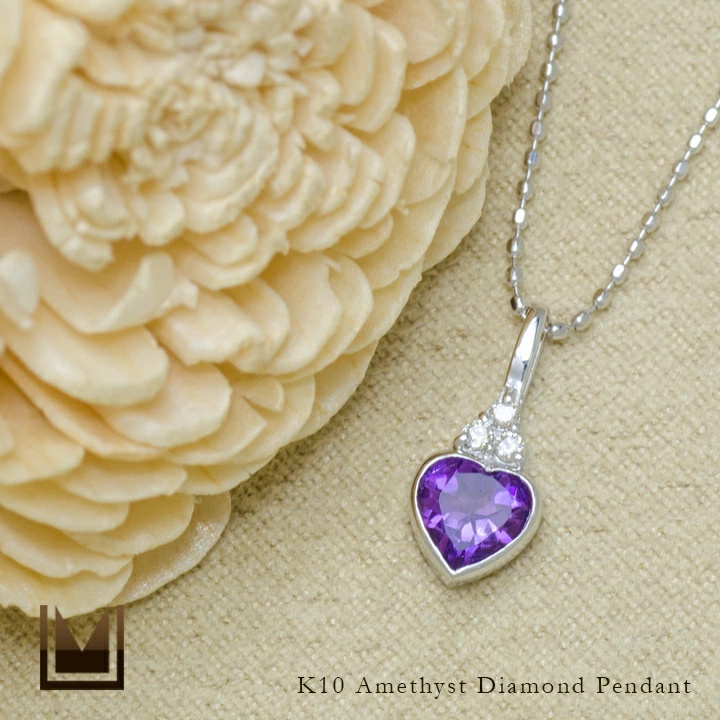 umu -アム- FINE JEWELRY STUIDIOK10 アメシスト ダイヤモンド ハート ペンダントトップpn0200_1.jpg