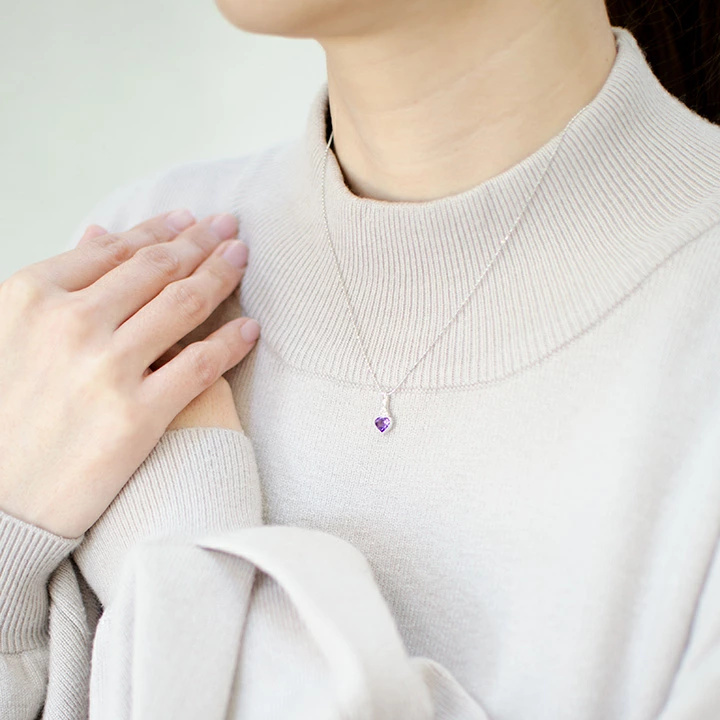 umu -アム- FINE JEWELRY STUIDIOK10 アメシスト ダイヤモンド ハート ペンダントトップpn0200_i3.jpg