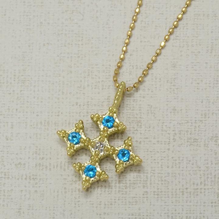 umu -アム- FINE JEWELRY STUIDIOK18 ネオンブルーアパタイト ダイヤモンド  クロス ペンダントトップ 「alone」pn0238_kanban2.jpg