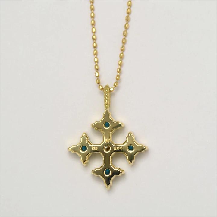 umu -アム- FINE JEWELRY STUIDIOK18 ネオンブルーアパタイト ダイヤモンド  クロス ペンダントトップ 「alone」pn0238_u.jpg
