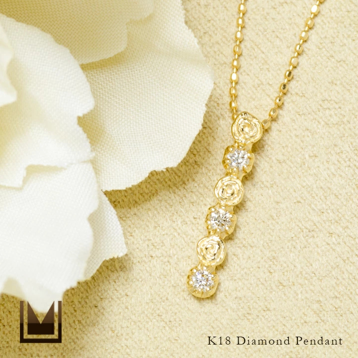 umu -アム- FINE JEWELRY STUIDIOK18 ダイヤモンド バラモチーフ ペンダントトップ 「rosa」pn0246_1.jpg