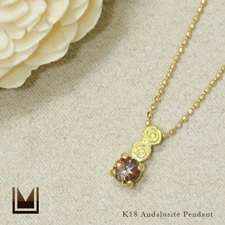 umu -アム- FINE JEWELRY STUIDIOK18 アンダルサイト バラモチーフ ペンダントトップ 「rosa」pn0252_1.jpg