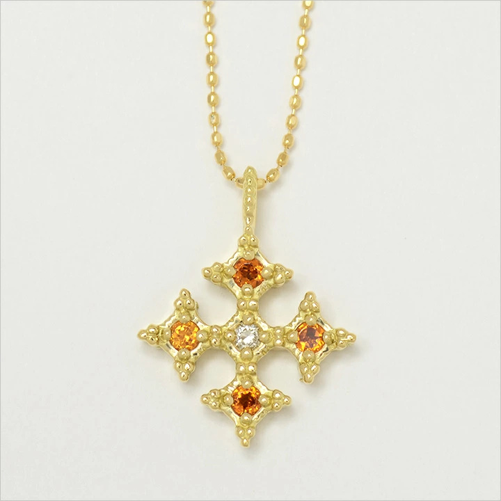 umu -アム- FINE JEWELRY STUIDIOマンダリンガーネット クロス ペンダントトップ 「alone」pn0259_m.jpg