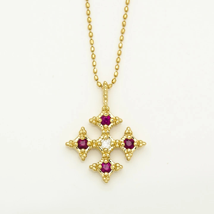 umu -アム- FINE JEWELRY STUIDIOルビー ダイヤ クロス ペンダントトップ 「alone」pn0266_m.jpg