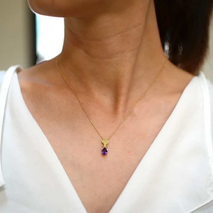 umu -アム- FINE JEWELRY STUIDIOK18 アメシスト ダイヤモンド ペンダントトップ 「lacrima」pn0288_i2.jpg