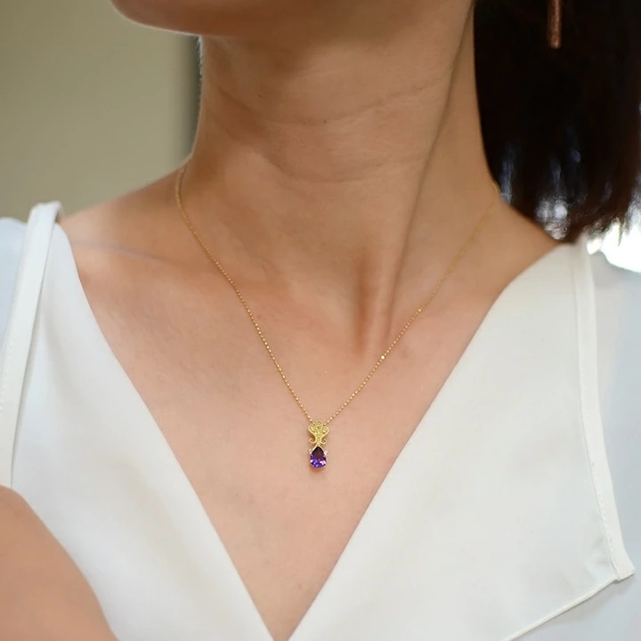 umu -アム- FINE JEWELRY STUIDIOK18 アメシスト ダイヤモンド ペンダントトップ 「lacrima」pn0288_i3.jpg