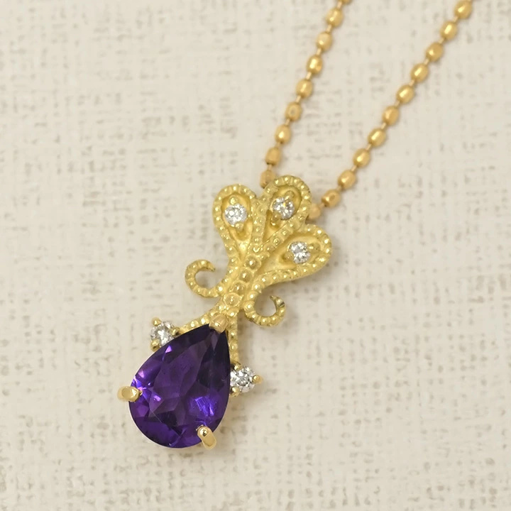 umu -アム- FINE JEWELRY STUIDIOK18 アメシスト ダイヤモンド ペンダントトップ 「lacrima」pn0288_kanban2.jpg