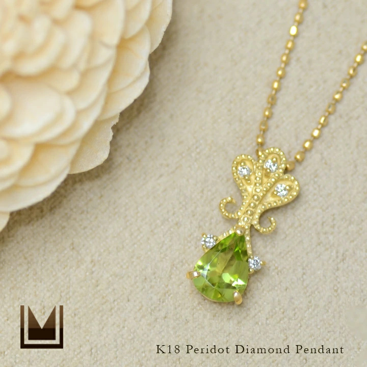 umu -アム- FINE JEWELRY STUIDIOペリドット ダイヤモンド ペンダントトップ 「lacrima」pn0292_1.jpg