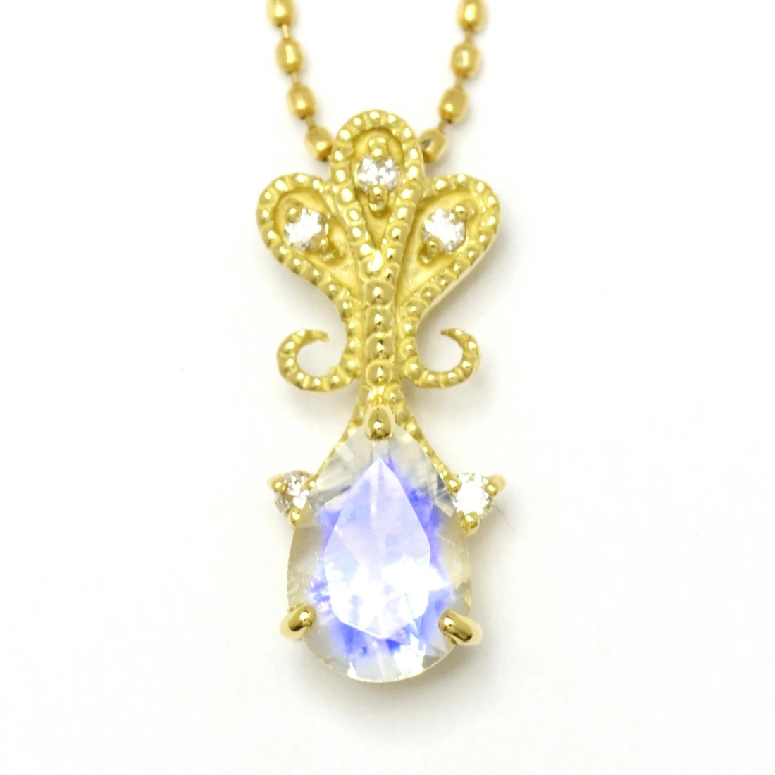 umu -アム- FINE JEWELRY STUIDIOブルームーンストーン ダイヤモンド ペンダントトップ 「lacrima」pn0312_yg.jpg
