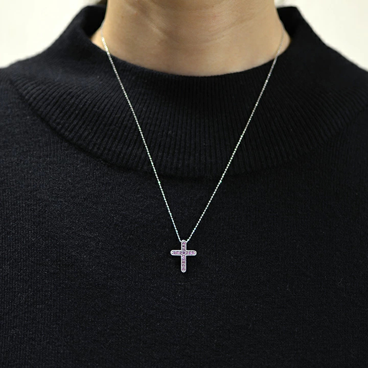 umu -アム- FINE JEWELRY STUIDIOピンクサファイア クロス ペンダントトップ 「croce」pn0335_i2.jpg