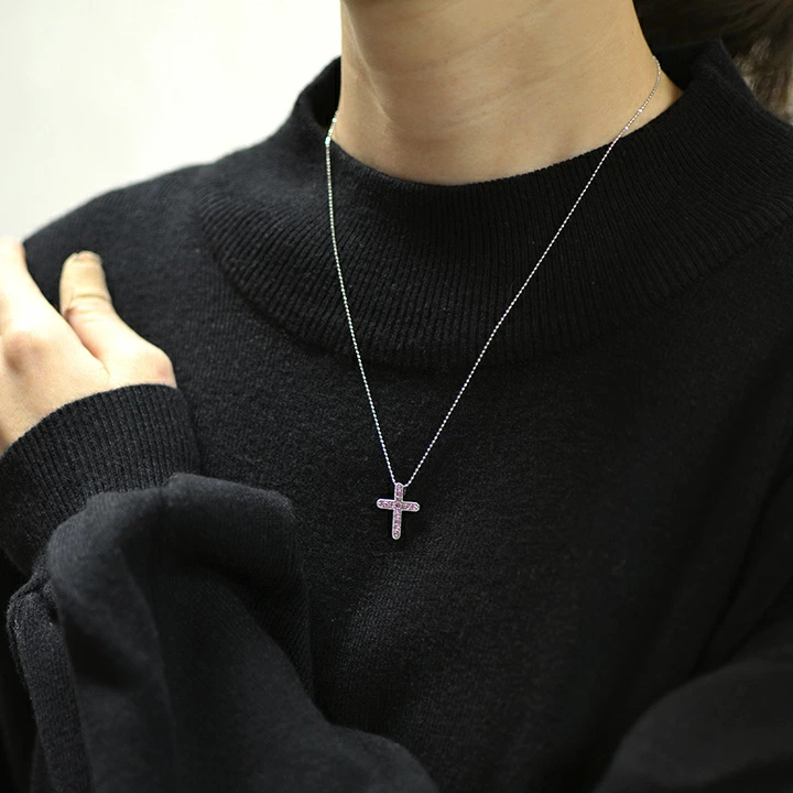 umu -アム- FINE JEWELRY STUIDIOピンクサファイア クロス ペンダントトップ 「croce」pn0335_i3.jpg