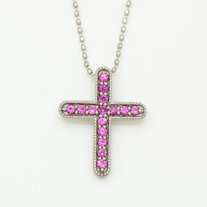 umu -アム- FINE JEWELRY STUIDIOピンクサファイア クロス ペンダントトップ 「croce」pn0335_m.jpg