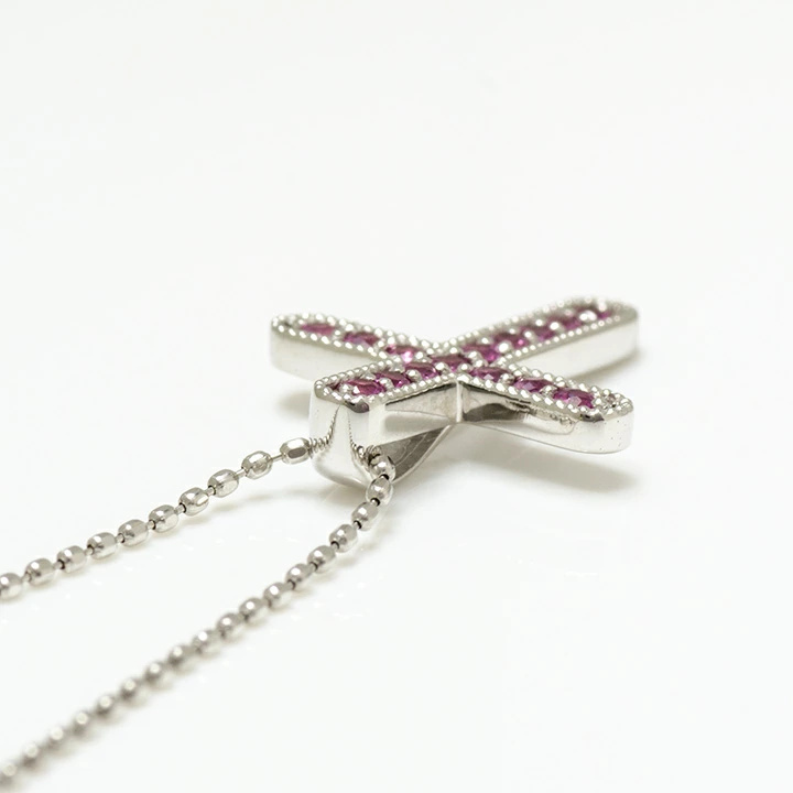 umu -アム- FINE JEWELRY STUIDIOピンクサファイア クロス ペンダントトップ 「croce」pn0335_s.jpg