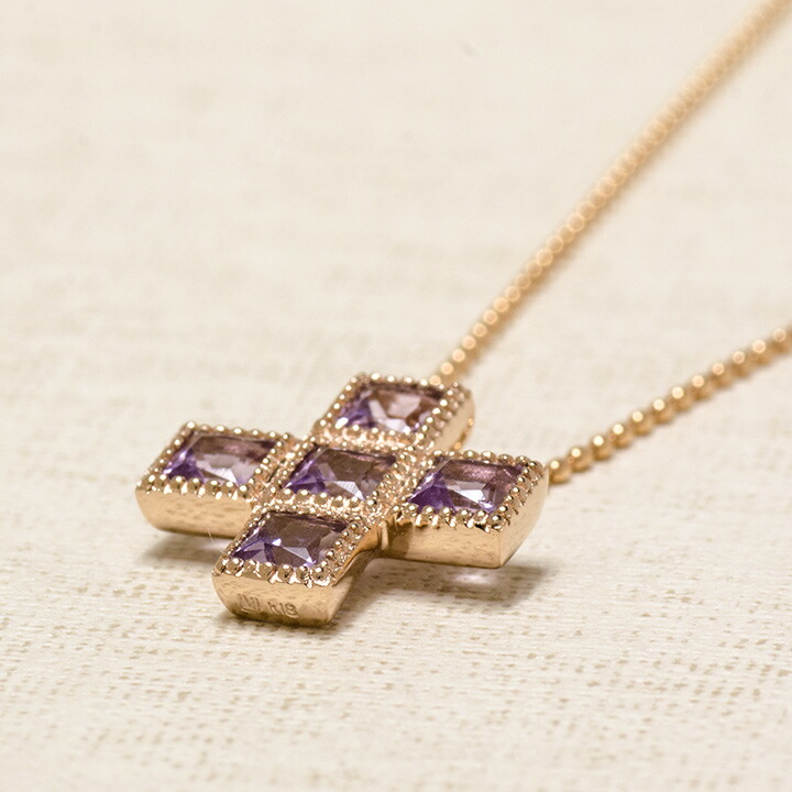 umu -アム- FINE JEWELRY STUIDIOK18 ローズアメシスト クロスモチーフ ペンダントトップ 「tin」pn0364_kanban2.jpg