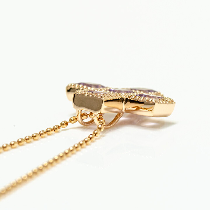 umu -アム- FINE JEWELRY STUIDIOK18 ローズアメシスト クロスモチーフ ペンダントトップ 「tin」pn0364_s.jpg
